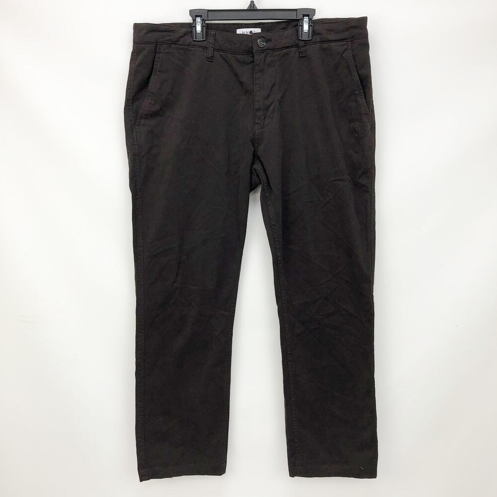 NN07 Mens Mid Rise Cropped Straight Leg Jeans 36x32 Dark Brown Slash Pockets
